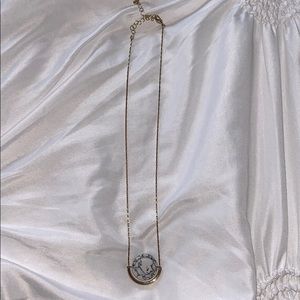 gold Necklace with marble pendant